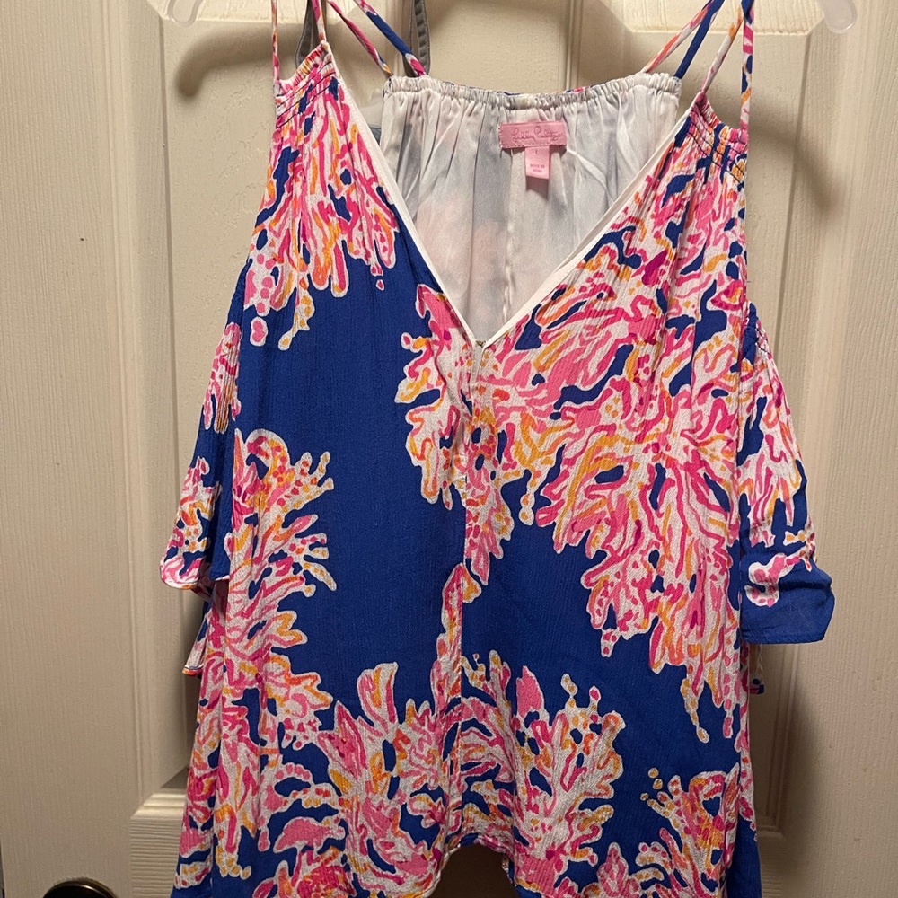 Lilly Pulitzer Bellamie top size L in Brilliant blue print